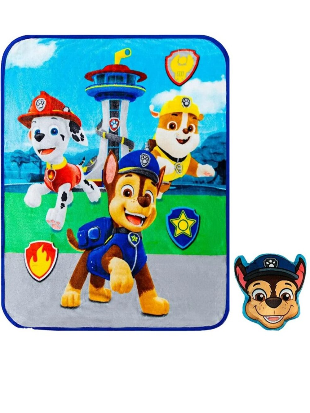 Paw Patrol Kids Bedding Soft Throw Blanket & CHASE Pillow Set 40 x 50 inch